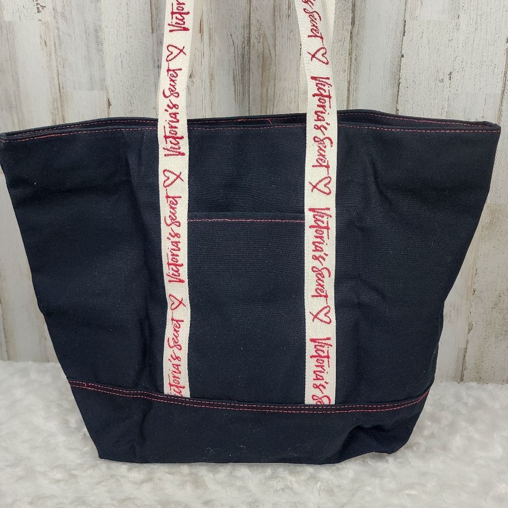 Victoria's Secret Black Canvas Tote Bag NWT